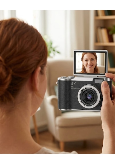 4k Video Çekim Özellikli Dijital Kamera 48 Mp 8x Zoom Ve 180 Derece Döner Ekranlı Standart