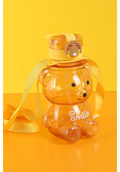 Smile Ayıcık 800ml Su Matarası Su Şişesi Suluk Bpa Içermez Suluk Sticker Hediyeli Sarı Plastik Diğer