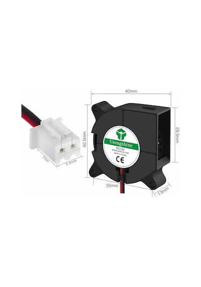 Alkatronik-Dc 12V 40X40Mm Salyangoz Fan Soğutucu Türbin Turbo Radyal Yazıcı