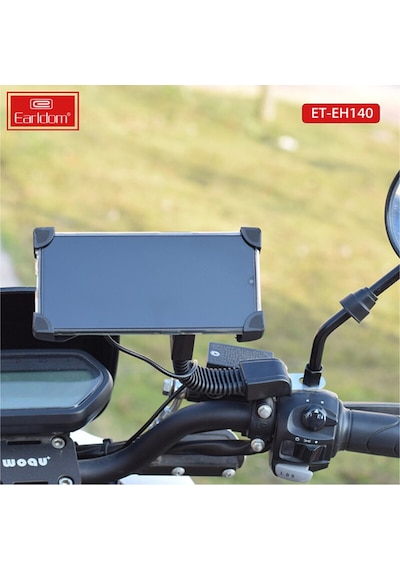 Motosiklet İçin Ayarlanabilir Telefon Tutucu Gidon Bağlantılı 360 Döner Güvenli Sabitleme Siyah