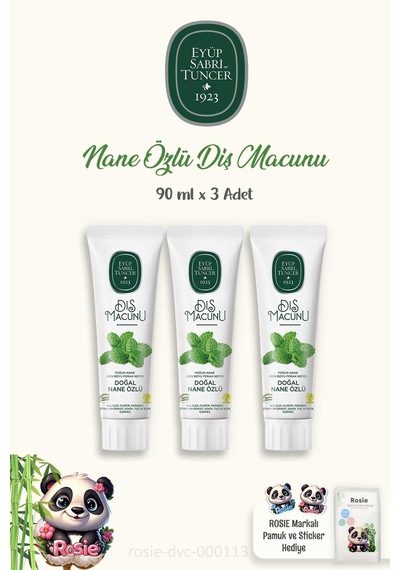 Eyüp Sabri Tuncer Nane Özlü Diş Macunu 3 x 90 ML + Rosie Pamuk