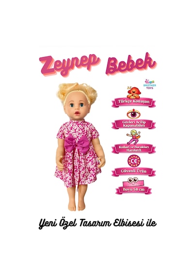 Büyük Boy Türkçe Konuşan Zeynep Bebek Et Bebek Gövde Ve Bacaklar Sert Plastik 60 Cm