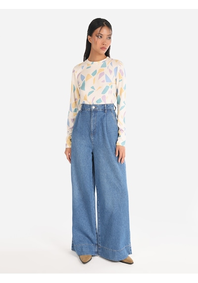 Colin's Colins 995 Sares Normal Kesim Yüksek Bel Beggy Wide Leg Jean Pantolon 001