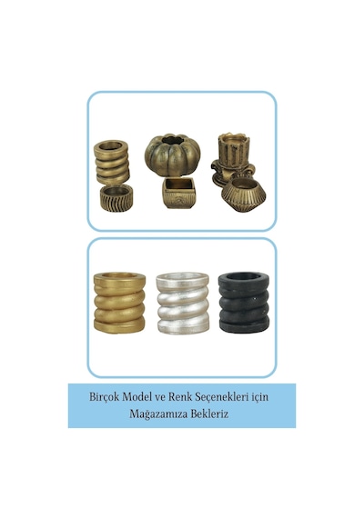 Mumluk Şamdan Tealight Ve İnce Mum Uyumlu Spiral Model - Altın Eskitme