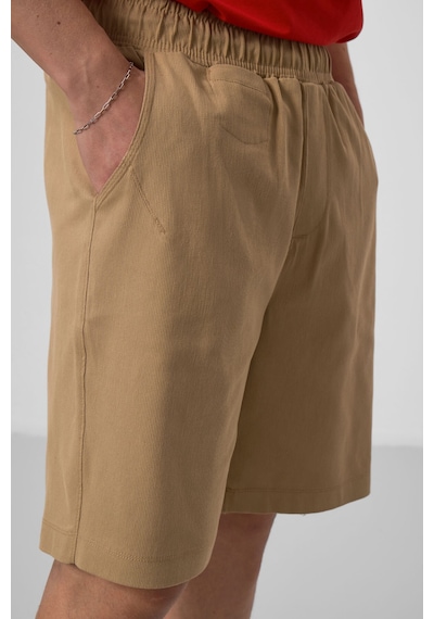 Tommylife Koyu Bej Standart Fit Dokuma Hafif Esnek Chino Şort - 81290 Koyu Bej