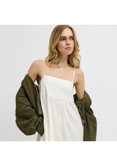 Jack & Jones Kadin Kare Yaka Kolsuz Uzun Elbise - Almira - 12287739 Blanc De Blanc