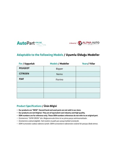 Peugeot Bipper, Citroen Nemo, Fiat Fiorino İçin Vites Topuzu- 5 Vites Diğer