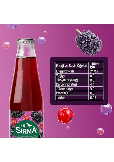 Sırma B Vitaminli Karadut & Frenk Üzümü Aromalı Doğal Maden Suyu 200 Ml X 24 Adet