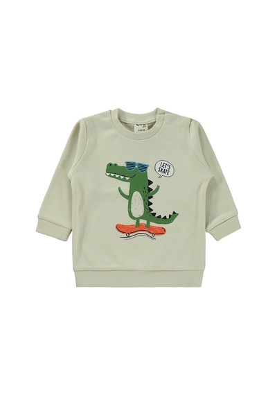 Civil Baby Timsah Baskılı 6-18 Ay Sweatshirt - Bej Taş Rengi