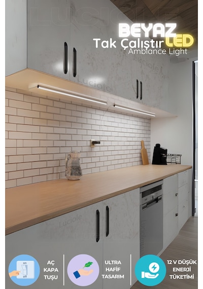Tezgah Altı Led Işık Mutfak Bar Aç Kapa Beyaz Yapışkanlı 1 Metre - Led Işık Tmbeyaz4