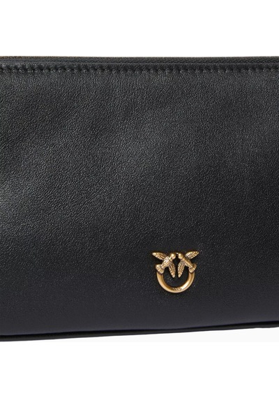 Pinko Mini Half Moon Siyah Deri Lüks Baguette Çanta, Günlük Ve Gece Kullanımı Için Omuz Çantası