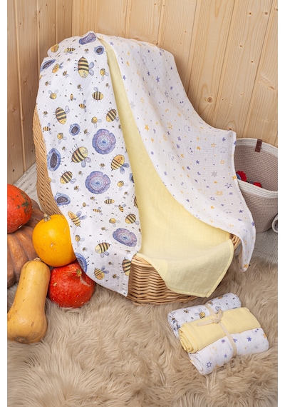 Luckka 3'lü Çok Amaçlı Müslin Örtü Seti - 75x75 Cm - Ztc200 Sarı Sarı