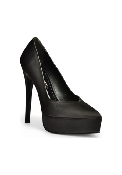 Fox Shoes Y246221604 Siyah Kumaş İnce Topuklu Kadın Ayakkabı