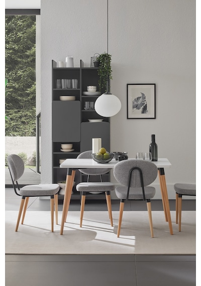 Enza Home Palladio Mutfak Masası, Naturel Ahşap Ayaklı - Beyaz