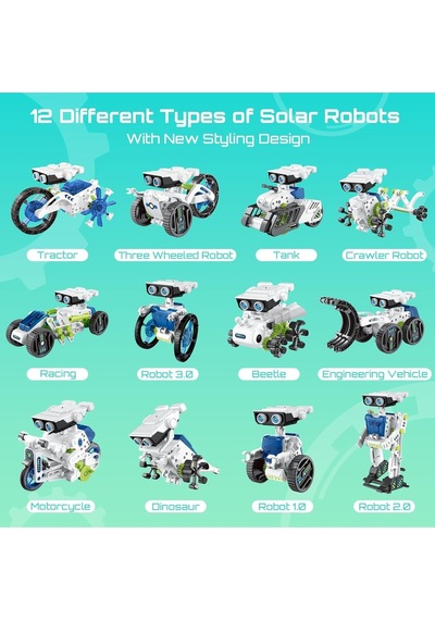 Acelife 12sı1 Arada Güneş Enerjili Robot Oyuncağı, 8-13 Yaş Çocuklar Için Dıy Stem Yapı Kiti Eğitici Oyuncaklar
