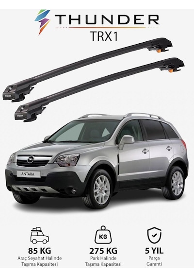 Opel Antara 2006-2015 Trx1 Thunder Carrier Kilitli Ara Atkı Taşıyıcı Tavan Barı Gri