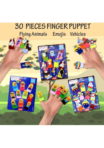 3 Set - 30 Parça Tox Taşıtlar Emojiler Ve Uçan Hayvanlar Parmak