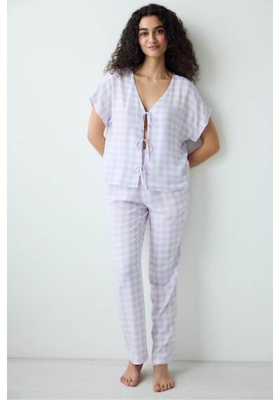 Penti Purple Gingham Pantolon Pijama Takımı LILA