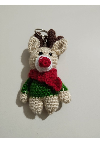 Amigurumi Yılbaşı Geyik Anahtarlık