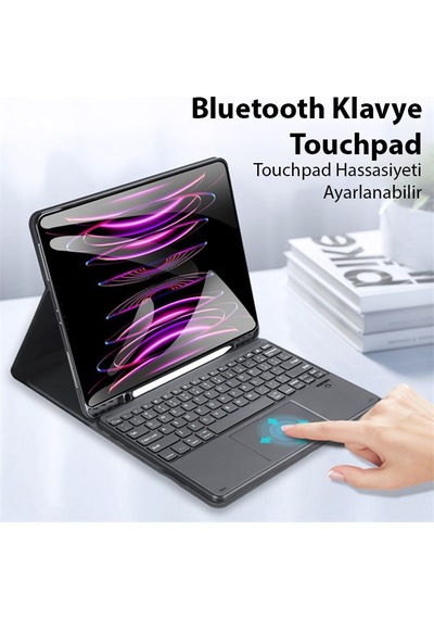Dux Ducis Apple Uyumlu iPad  Pro 12.9 2020/21/22 Bluetooth Klavye Touchpad Kıl