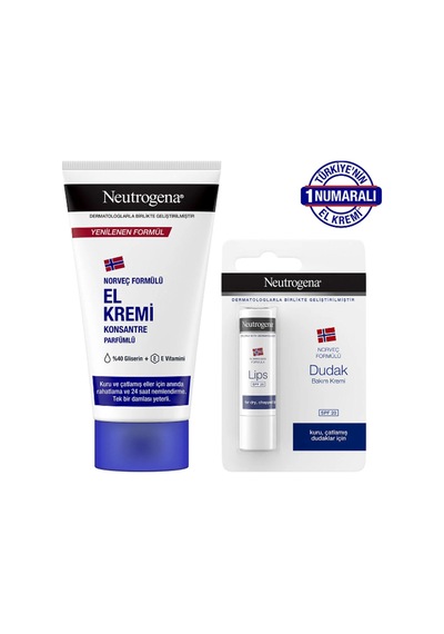 Neutrogena El Kremi Parfümlü 75 Ml+dudak Nemlendirici Balm