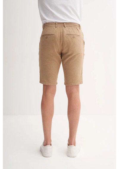 Cazador Slim Fit Dar Paça Keten Bermuda Şort 6108 CAMEL