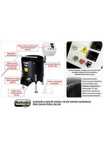 Kadıoğlu Ceviz Soyma Mak. 180 Lt Devirli