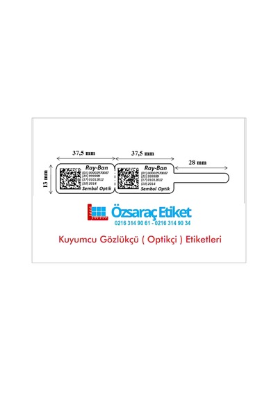 103x13 Kuyumcu Gözlükçü Pp Opak Barkod Etiketi 1250 Sarım