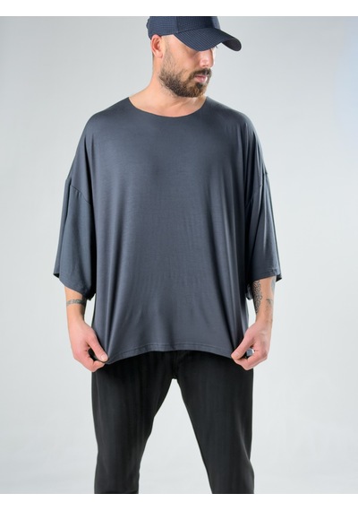 Cocopelli Fakir Kol Antrasit Oversize Viscon T-shirt Coc3027