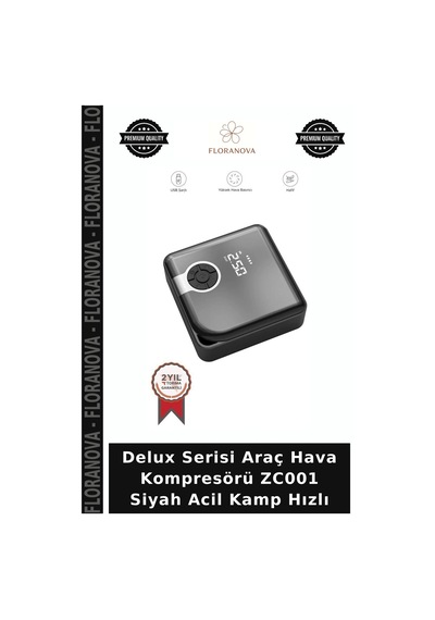 Delux Serisi Araç Hava Kompresörü Zc001 Siyah Acil Kamp Hızlı