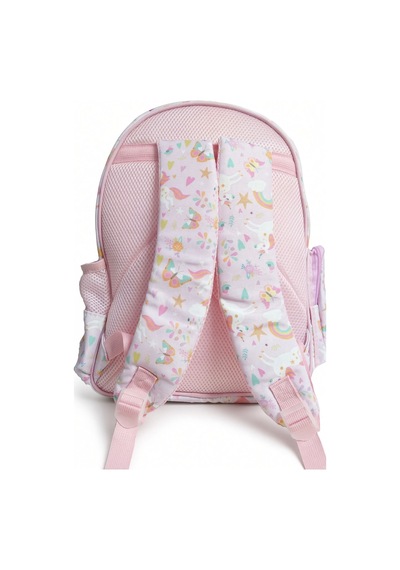 Kız Çocuk İlkokul Sırt Çantası Pegasus Unicorn Baskılı 3 Bölmeli 16l Matara Cepli 39x29x16cm Çok Renkli