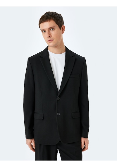 Koton Slim Fit Viskon Karışımlı Cepli Pike Kumaş Mono Yaka Düğmeli Blazer Ceket Siyah 5sam50008hk Siyah Koton Slim Fit Viskon Karışımlı Cepli Pike Kumaş Mono Yaka Düğmeli Blazer Ceket Siyah 5sam50008hk Siyah