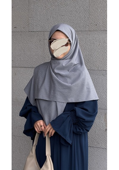 Qalortex Scarf Premium Jakarlı Hüma Büyük Boy Eşarp-füme