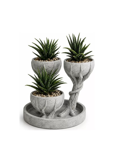 3d Üçlü Hand Of Tree Mermer Desenli Vazo Diğer