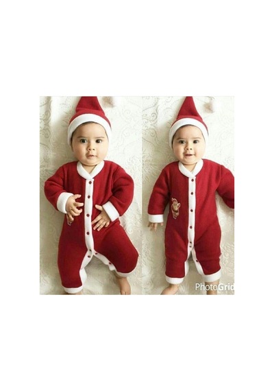 Kingshark King Shark Christmas Yılbaşı Noel Baba Bebek Kostüm Tulum Kırmızı