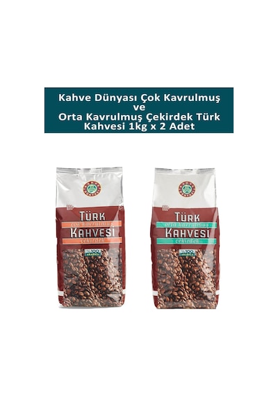 Kahve Dünyası Çok Kavrulmuş ve Orta Kavrulmuş Türk Kahvesi 2 x 1 KG