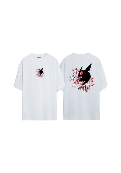Thewert Unisex Akame Ga Kill Ön Arka Baskılı Beyaz Oversize T-shirt