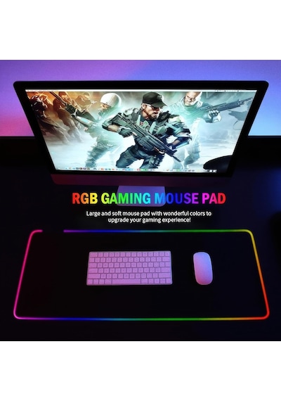 Rgb Led Gaming Mouse Pad 80x30 Xxl - 13 Renk Mod, Gaming Mousepad Işıklı, Oyuncu Büyük Keyboard