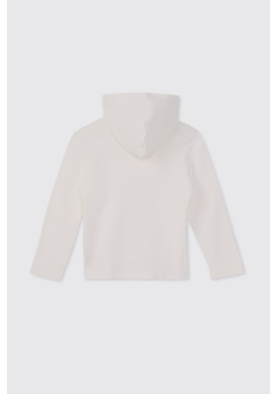 Panço Erkek Çocuk Kapüşonlu Beyaz Örme Ceket 2521BK22010