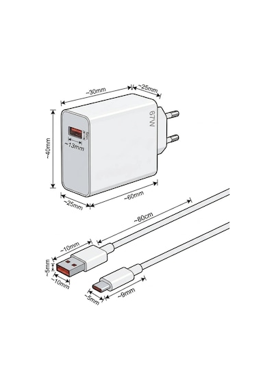 67w Hızlı Şarj Adaptörü Usb To Type-c Pd Destekli, Akıllı Hızlı Şarj Başlığı, Güvenli Güç Adaptörü 5399