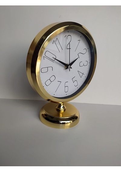 Altın Gold Renkli Metal Ofis Salon Masa Saati 25*20 cm B1