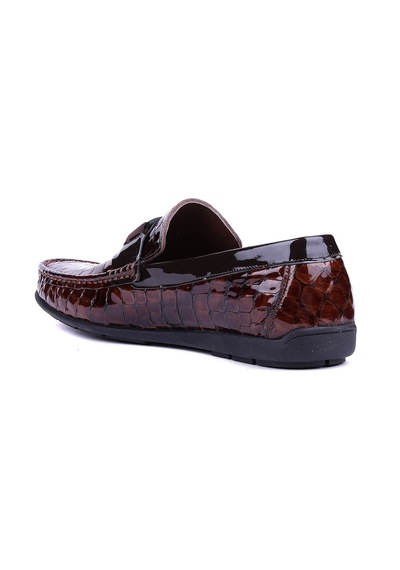 Fosco - Hakiki Deri Taba Croco Erkek Loafer - 2094 -1505 Siyah