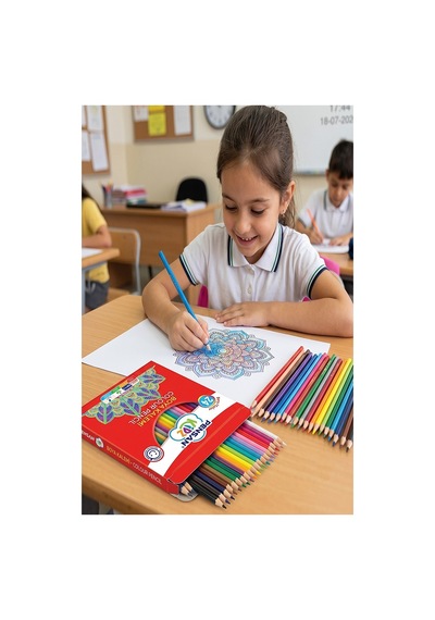 24 Lü Kuru Boya Kalemi Karton Kutu 1 Paket Pensan 24 Renk Kuruboya Tam Boy Canlı Renkli Boya Kalem Okul Öğrenci Çok Renkli