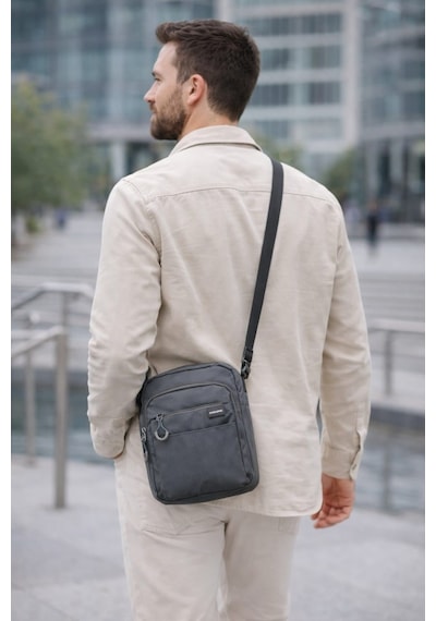 Sanmorris Unisex 5 Bölmeli Suya Dayanıklı Paraşüt Kumaş Organizer Çanta 25x21 gri