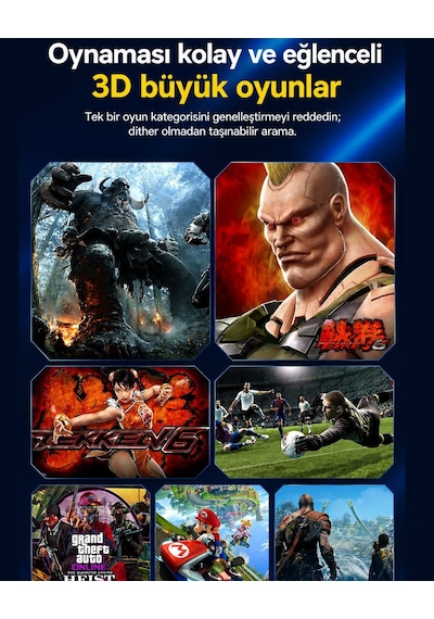 Gs5 Pro Kablosuz Çift Kol Yeni Nesil Oyun Konsolu Uyumlu 4k-hdmı 53 Emulatör 30000 Oyunlu 2.4g Gaming Atari