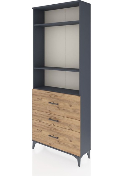 Arges Dolap 3 Raflı 3 Çekmeceli 88x30x221 Antrasit-çam Antrasit