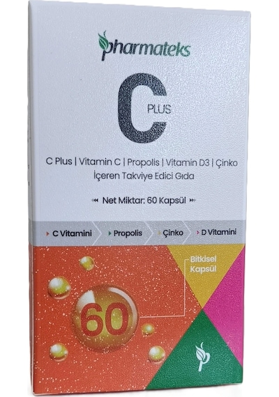 C Plus 60 Kapsül C Vitamini D Vitamini Propolis Ve Çinko İçeren, Pharmateks