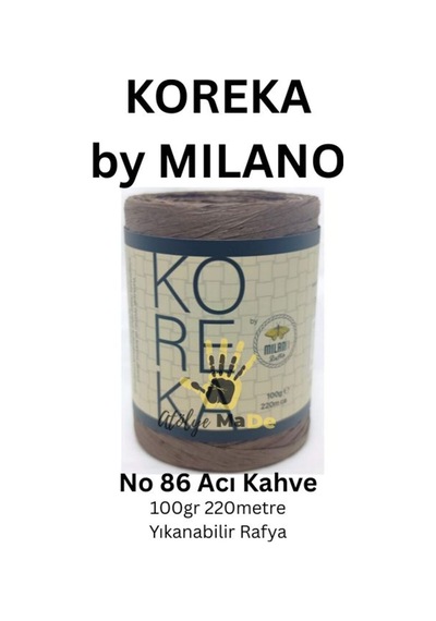 Koreka By - 86 Acı Kahve Tek Yumak 100gr 220metre Yıkanabilir Rafya