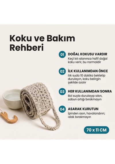 Lexroo Keçi Kılı Sırt Lifi El Örmesi. 70 Cm 11 Cm Gri