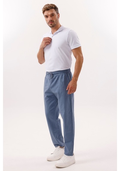 Freemen Erkek Keten Bol Kesim Pantolon Pnt-e-332 Mavi